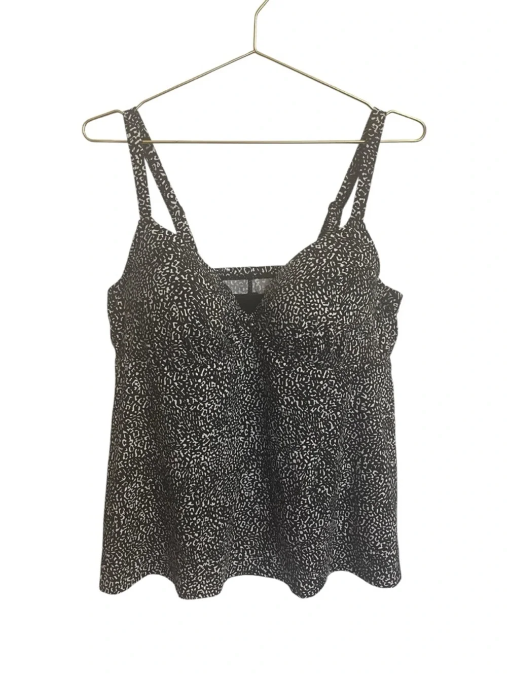 Swimsuits For All Black White Animal Print Tankini Top 38D NWT - Picture 1 of 4